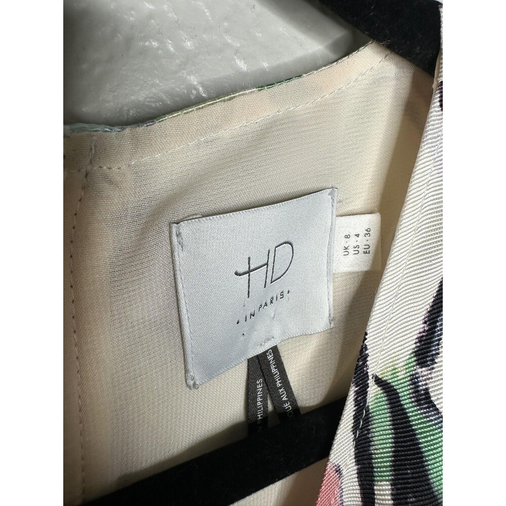 HD in Paris Shirt Womens 4 Multicolor Floral Peplum Sleeveless Exposed Zipper - Picture 3 of 6